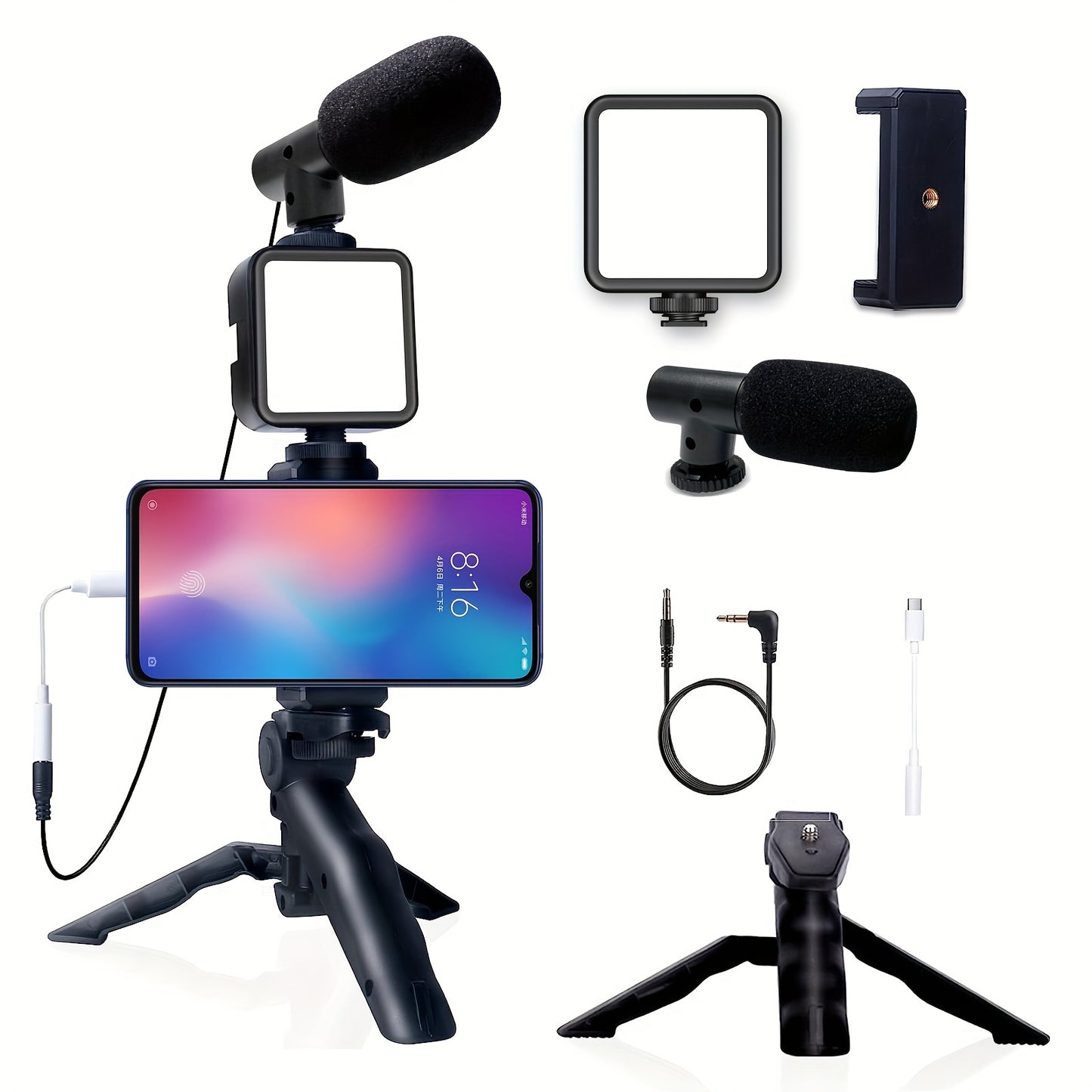 BTFOOR Vlogging Kit For IPhone, Android With Tripod, 36 LED Light, YouTube Starter Kit With Mini Microphone For Live Stream, Video Calls, Vlogging, YouTube, Instagram TikTok