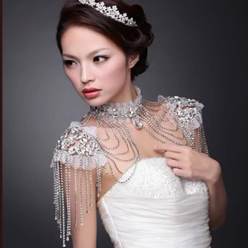 NSY Bridal Chain Tassel Shoulder Strap Bride Beads Lace Jewelry Crystal Accessories Wedding Necklace Jewerly