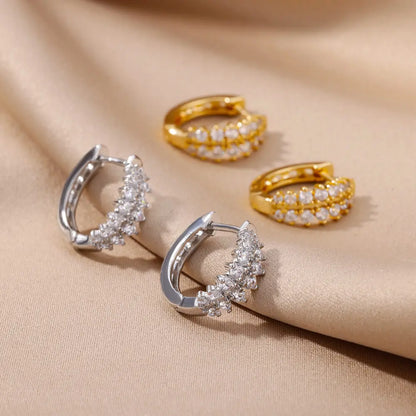 Zircon Pendientes Earring For Women Stainless Steel Hoop Piercing Earring 2023 Luxury Trending Aesthetic Jewerly aretes de mujer