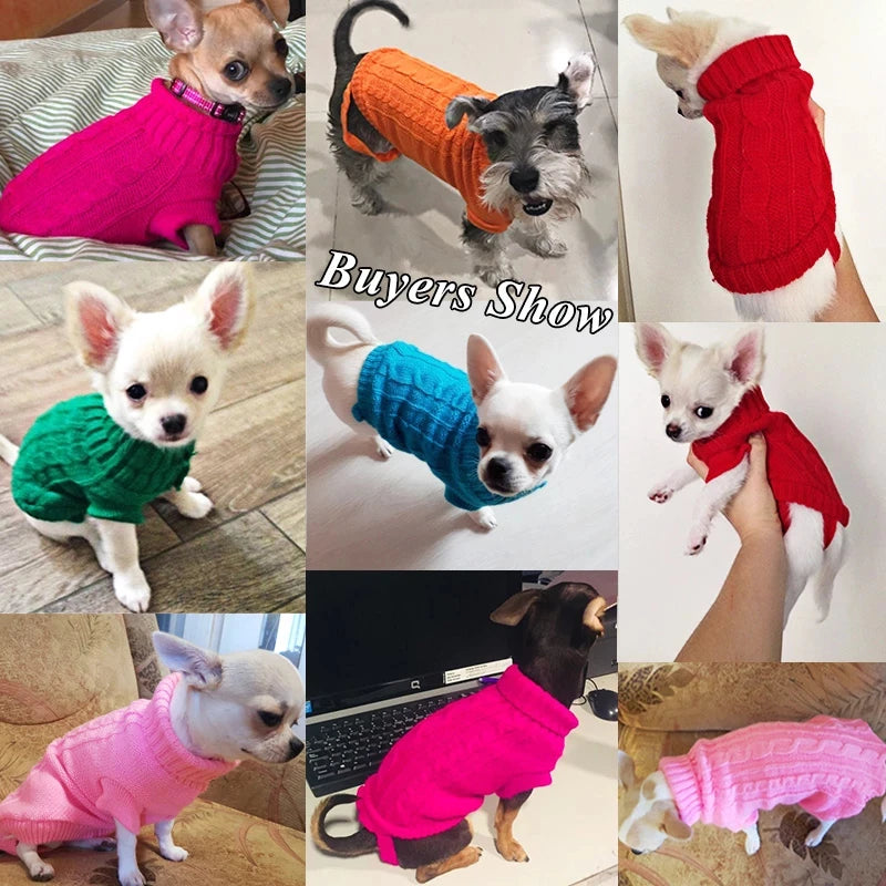 Cat Winter Clothes Knitted Pet Clothes for Pets Puppy Pet Sweater Pure Winter Warm Chrismas Costume Sweatshirt Knitted Jumper