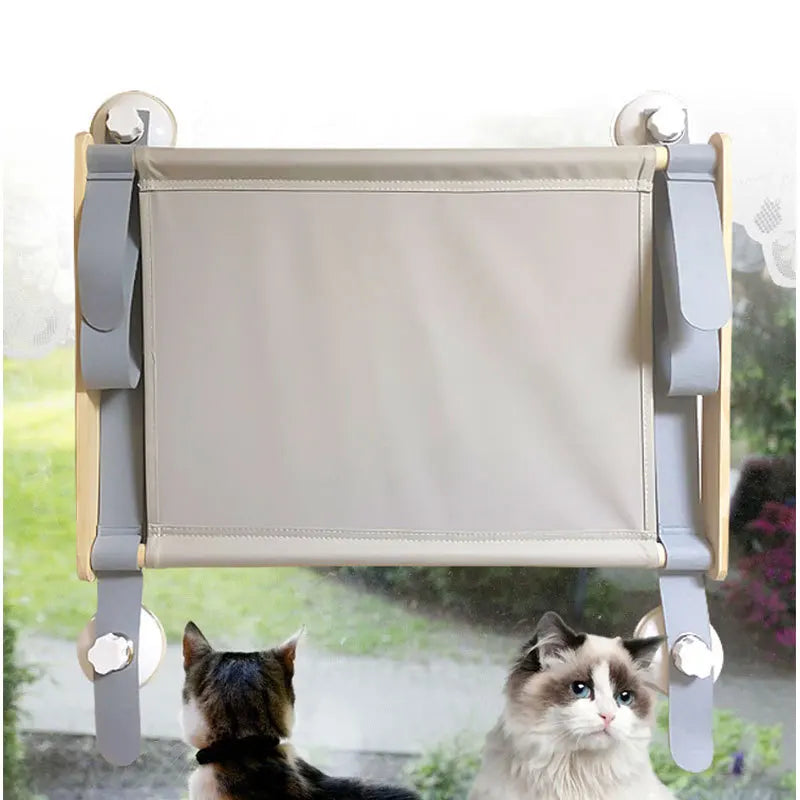 Pet Cat Hammock Window Suction cup type Hanging Wood Cat Bed Aerial Cat House With Stand Foldable Bed Suction Pet Products