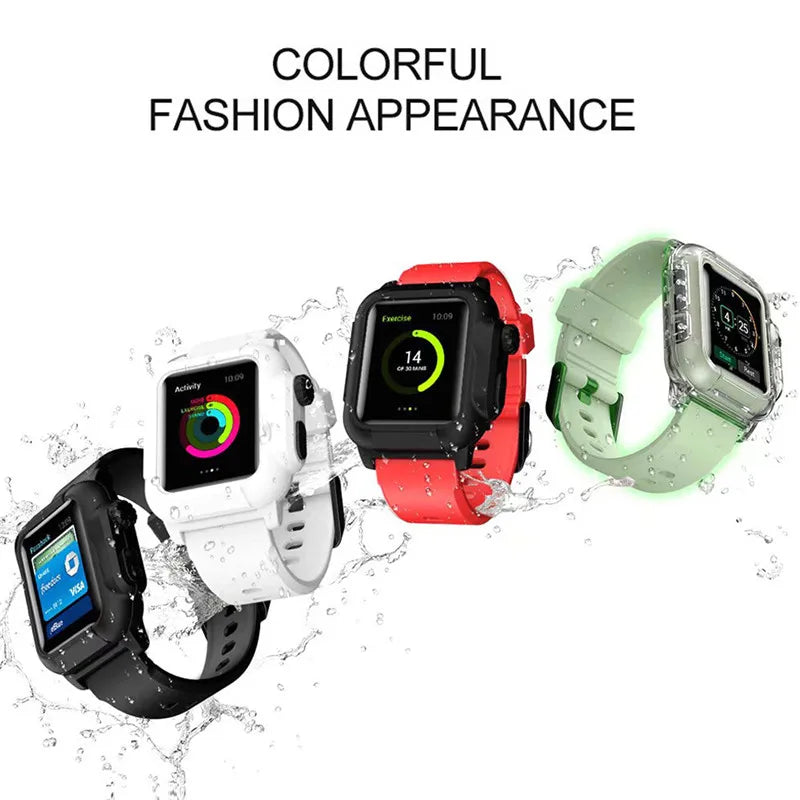 Silicone Band Case For Apple Watch Case Series 6 se 5 4 3 2 Waterproof Sports 44mm 42mm 40mm Strap Shockproof Frame  transparent