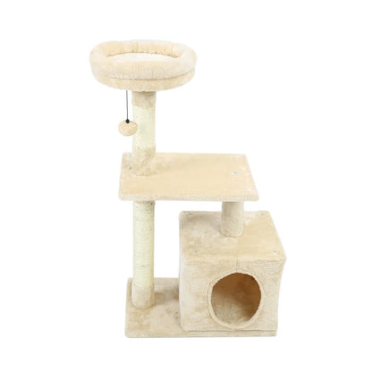 Large Cat House Tower Pet Tree Toy with Hammock Climbing Scratching Stick and Scratching Post Painting Home Metal Wall Plate