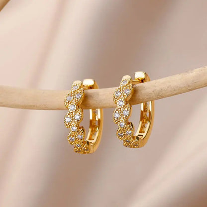 Zircon Pendientes Earring For Women Stainless Steel Hoop Piercing Earring 2023 Luxury Trending Aesthetic Jewerly aretes de mujer