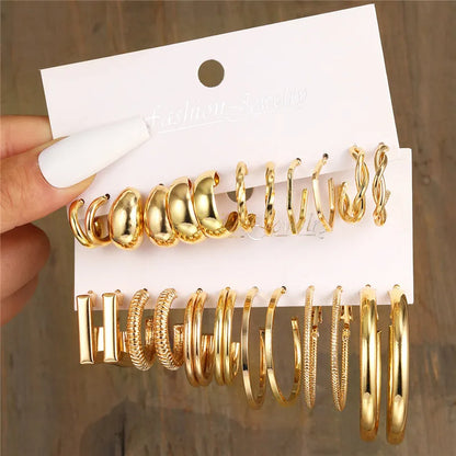 KOTiK Gold Color Pearl Earrings Set for Women Girls Vintage Heart Zircon Circle Bead Earring Trendy Jewerly 2023 Accessories