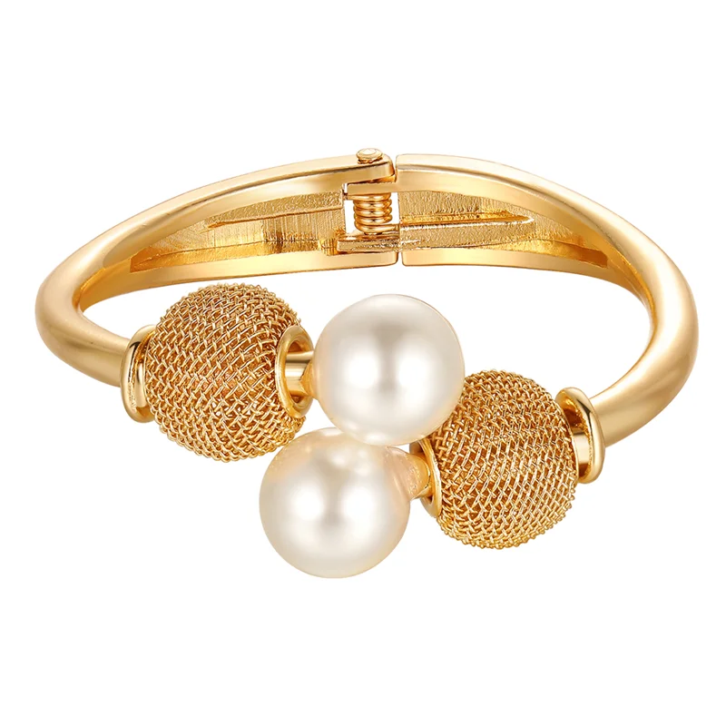 17KM Pearl Gold Color Bracelets Sets Open Adjustable Silver Color Bracelets for Women Trendy Jewerly Charm Bracelets 2022