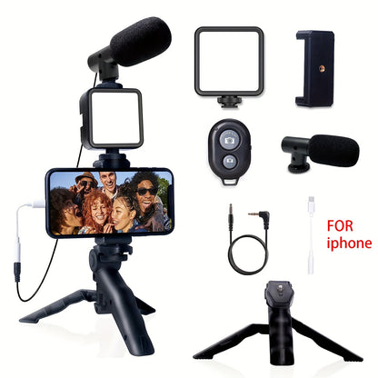 BTFOOR Vlogging Kit For IPhone, Android With Tripod, 36 LED Light, YouTube Starter Kit With Mini Microphone For Live Stream, Video Calls, Vlogging, YouTube, Instagram TikTok