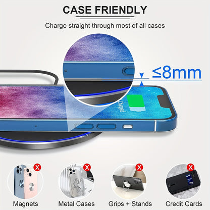 30W Fast Charging Wireless Charger, Fast Charging Does Not Hurt The Machine, Embedded Indicating Aperture, Aperture Is Comfortable And Soft Does Not Hurt Eyes. Suitable For All Types Of Mobile Phones, Small And Easy To Carry, Sensitive Sensing.