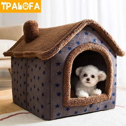 Soft Winter Cat Bed Deep Sleep House Dog Cat House Removable Cushion Enclosed Pet Bed For Cats Kittens Puppy Cama Gato Supplies